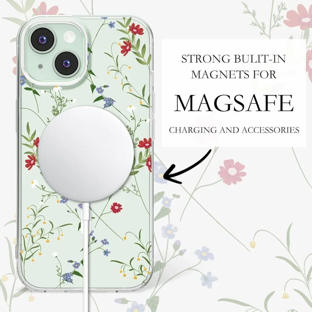 Floral Case for iPhone 15 Compatible with mag~Safe Clear Shockproof NEW IN BOX